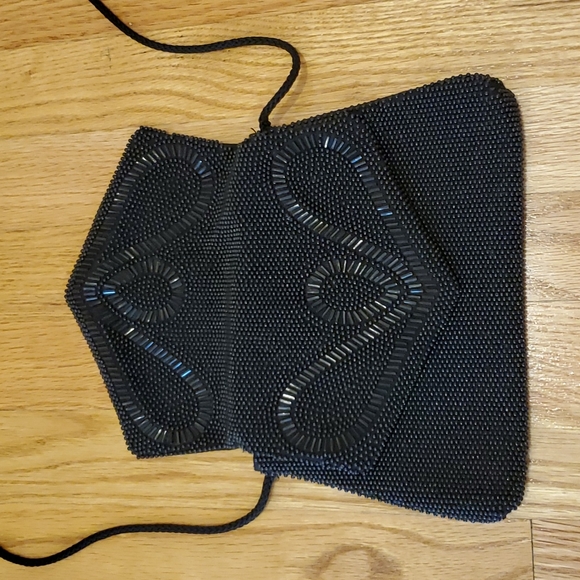 Vintage Black Beaded Purse - Picture 3 of 9